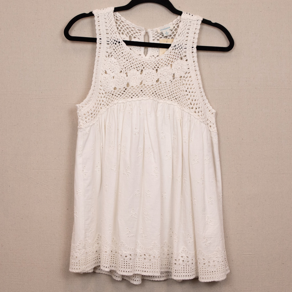 Sundance Maribelle Sunlight white crochet eyelet top NWT-M